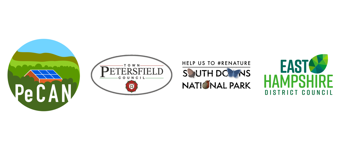 PeCAN, Petersfield Town Council, South Downs National Park and East Hampshire District Council logos