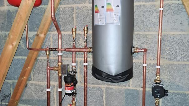 Pipework and cylinders in loft space